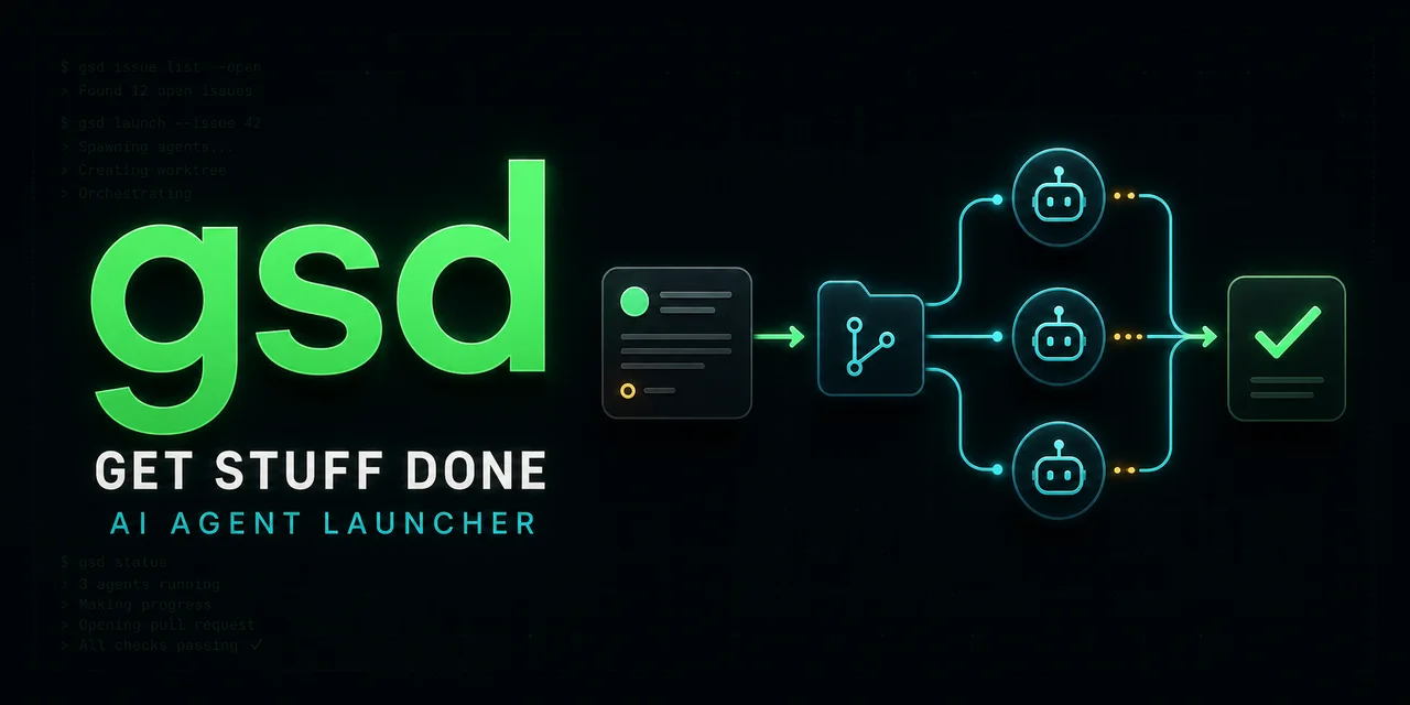 GSD Go CLI turning a GitHub issue into parallel AI agent work and a completed pull request